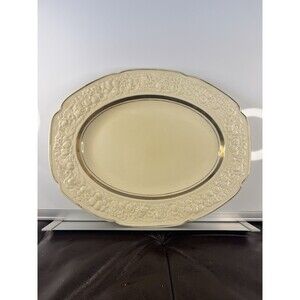Crown Ducal Florentine Pattern Oval White Gold Glamour Band  12" Platter England
